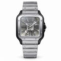 Cartier Santos de Cartier Skeleton — Steel & Black ADLC Bezel, Steel Bracelet