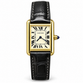 Cartier Tank Must Small Yellow Gold Ivory Dial Black Strap Watch – KDY