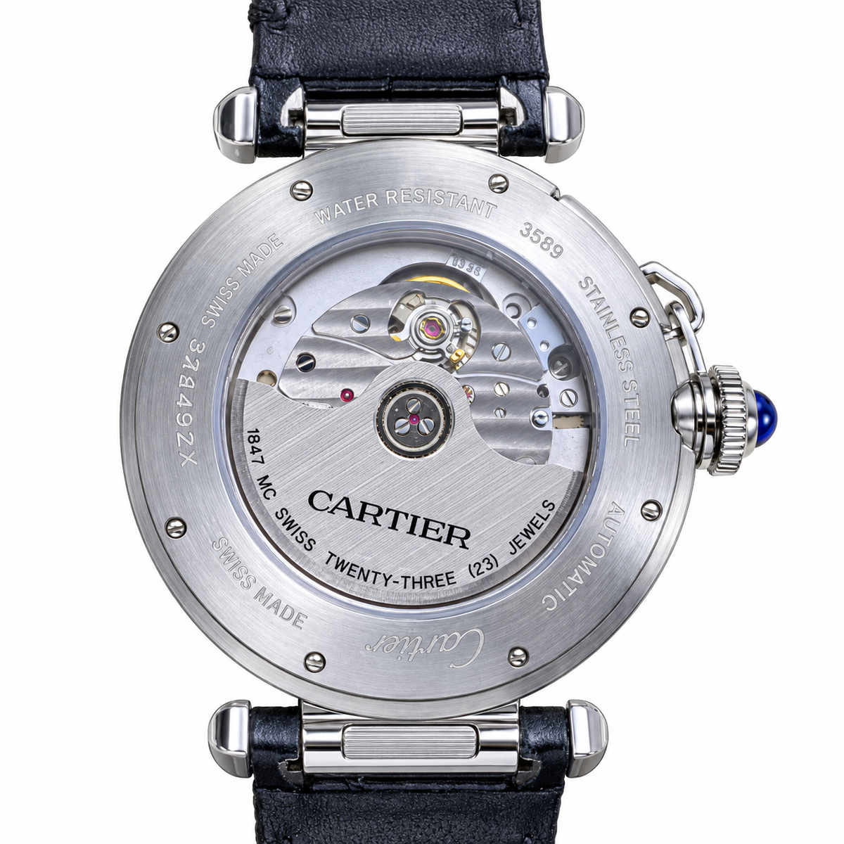 Cartier Pasha de Cartier Automatic Silver Dial Black Leather Watch