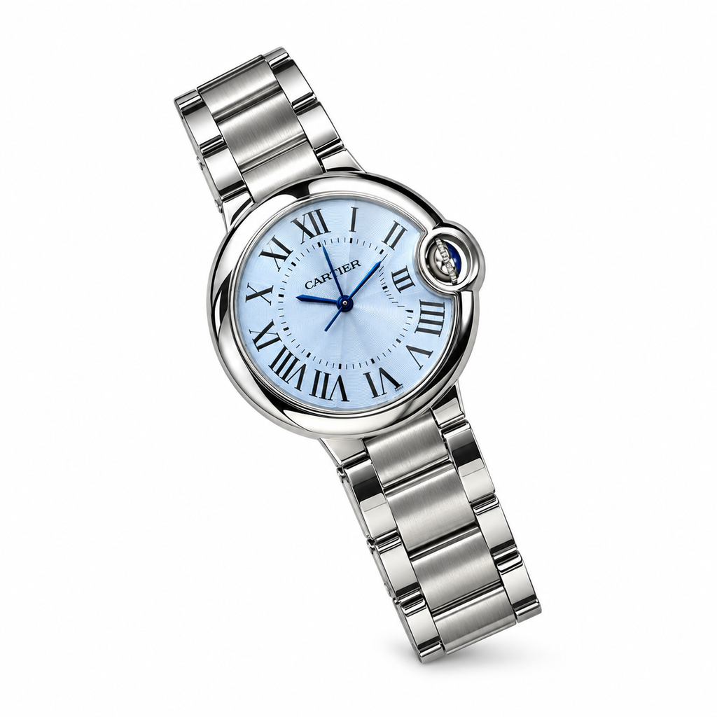 Cartier Ballon Bleu Stainless Steel Ice Blue Dial Watch
