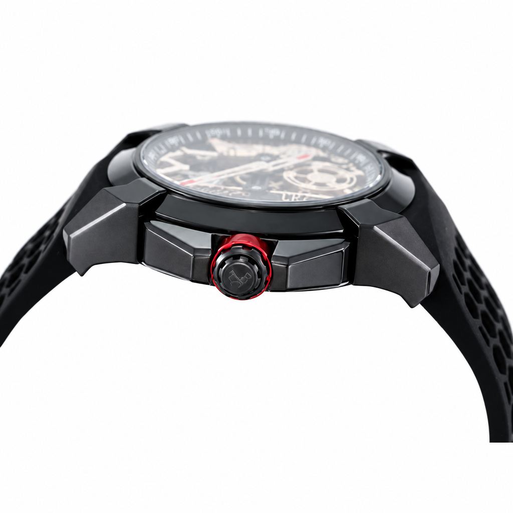 Jacob & Co. Epic X CR7 Black DLC Tourbillon Skeleton Red Honeycomb Rubber Watch