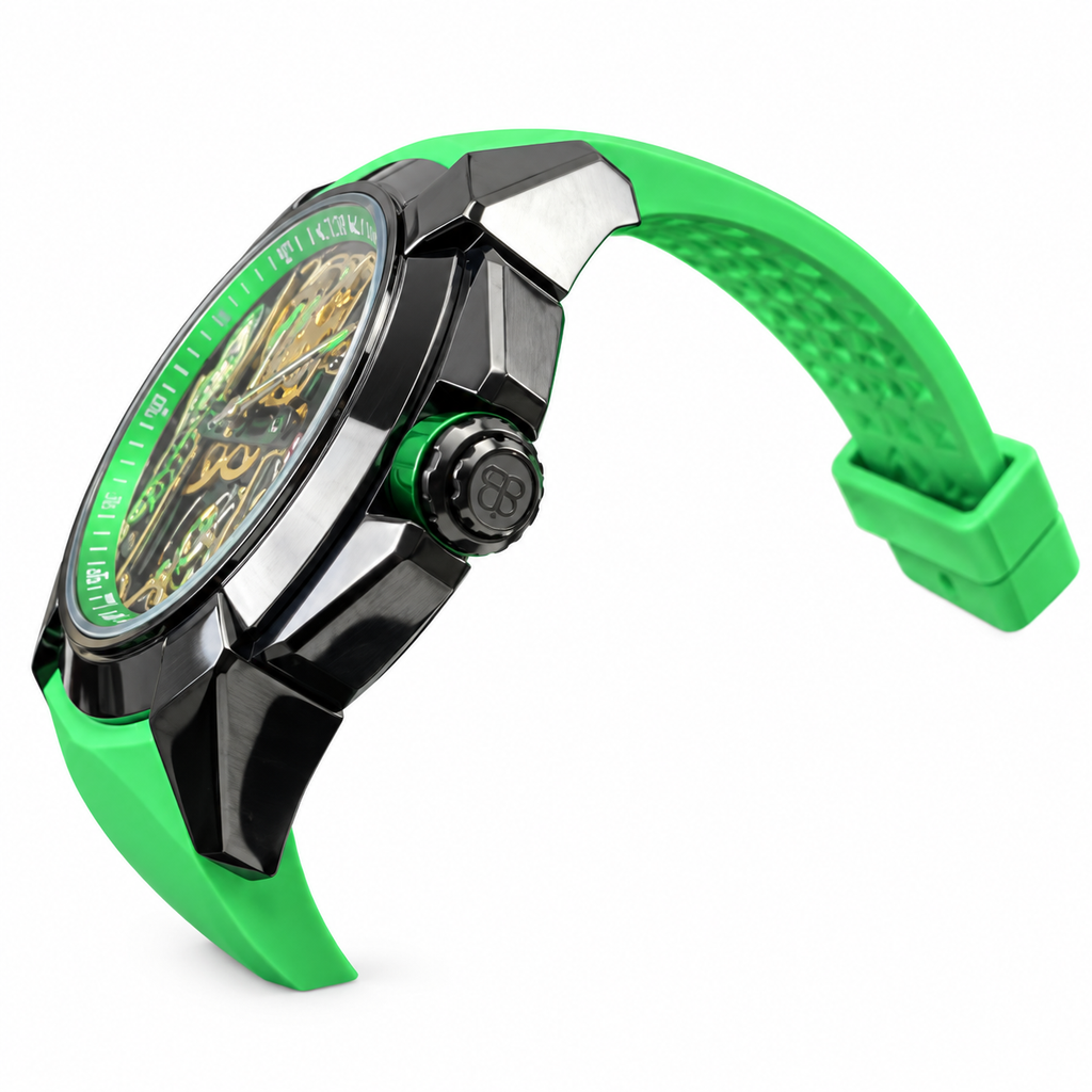Jacob & Co. Epic X Pelé Tourbillon Skeleton Green Rubber Watch