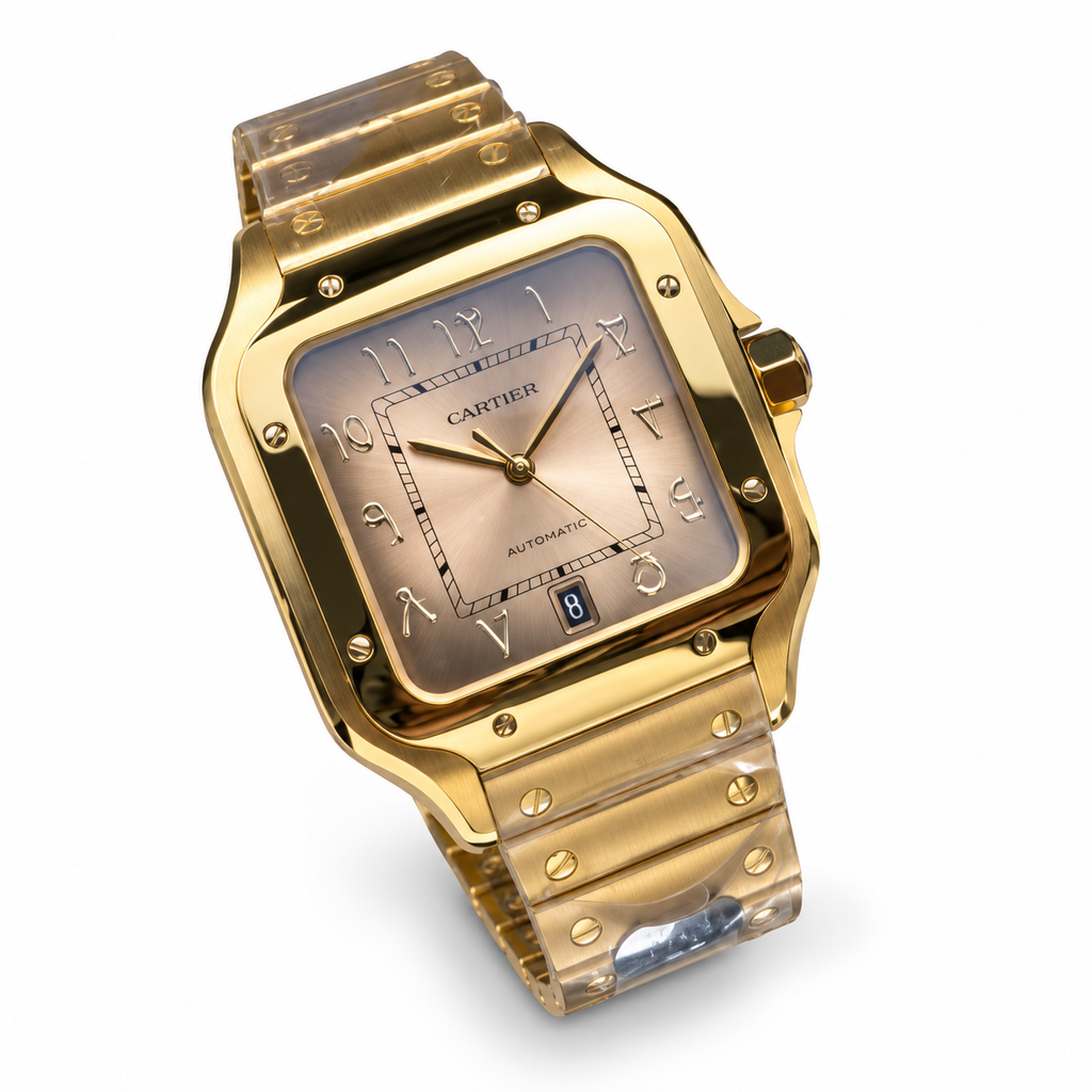 Cartier Santos Arabic Yellow Gold Champagne Dial Automatic Watch – KDY