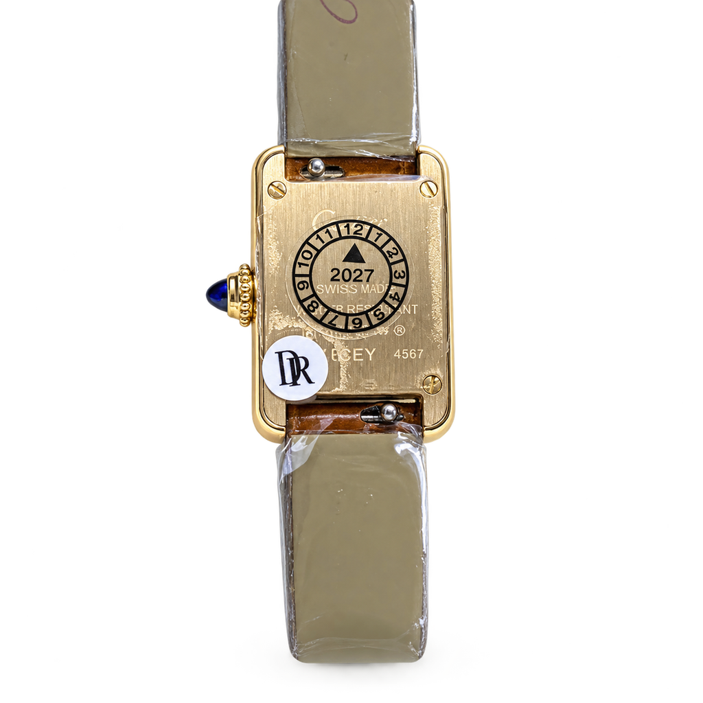 Cartier Tank Louis Small Yellow Gold White Dial Brown Strap Watch – KDY