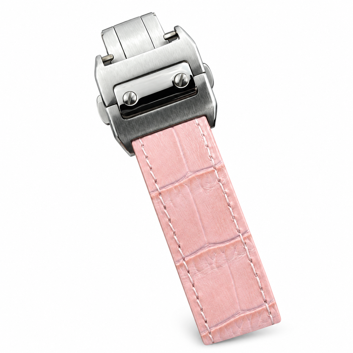 Cartier Santos 100 Automatic — White Dial & Pink Leather Strap