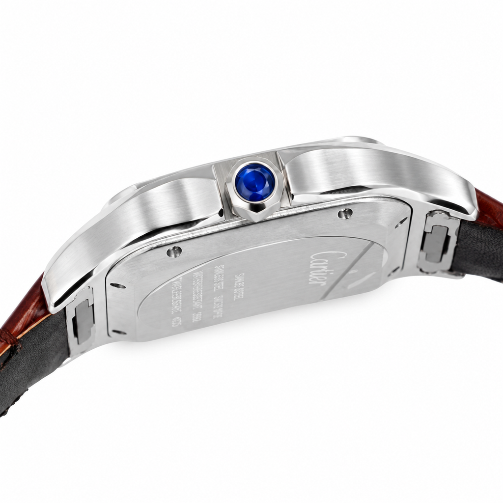 Cartier Santos de Cartier Automatic — Steel, Smoked Orange Arabic Dial & Brown Alligator Strap
