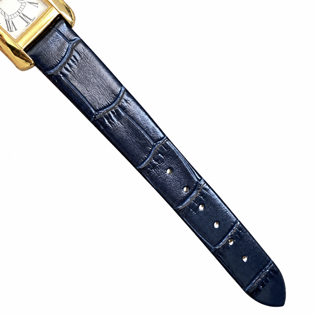 Cartier Tank Américaine Yellow Gold White Dial Blue Strap Watch – KDY