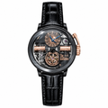 Jacob & Co. x The Godfather Black DLC Rose Gold Sunburst Flying Tourbillon Skeleton Black Alligator Leather Watch