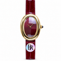 Cartier Baignoire — 18K Yellow Gold, Burgundy Lacquer Dial & Burgundy Alligator Strap, Women