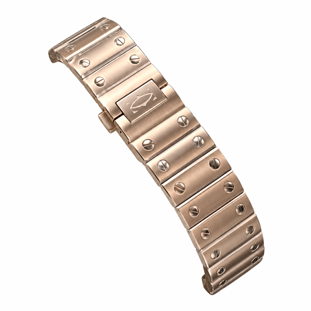 Cartier Santos Large — 18K Rose Gold, White Dial, Roman Numerals & Rose Gold Bracelet, Automatic