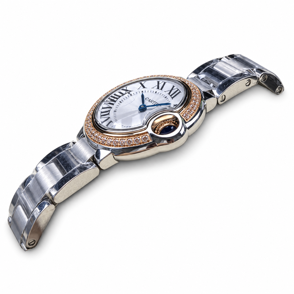Cartier Ballon Bleu Small Steel Rose Gold Diamond Bezel Watch – KDY