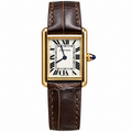 Cartier Tank Louis Cartier Large — 18K Yellow Gold, Silver Dial, Roman Numerals & Dark Brown Alligator Strap, Women