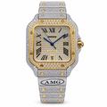 Cartier Santos Iced Out Full Pavé Diamond Two-Tone Yellow Gold Steel Automatic Luxury Watch Swiss Made