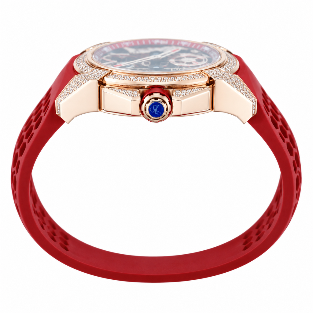 Jacob & Co. Epic X CR7 Rose Gold Diamond Tourbillon Skeleton Red Rubber Watch