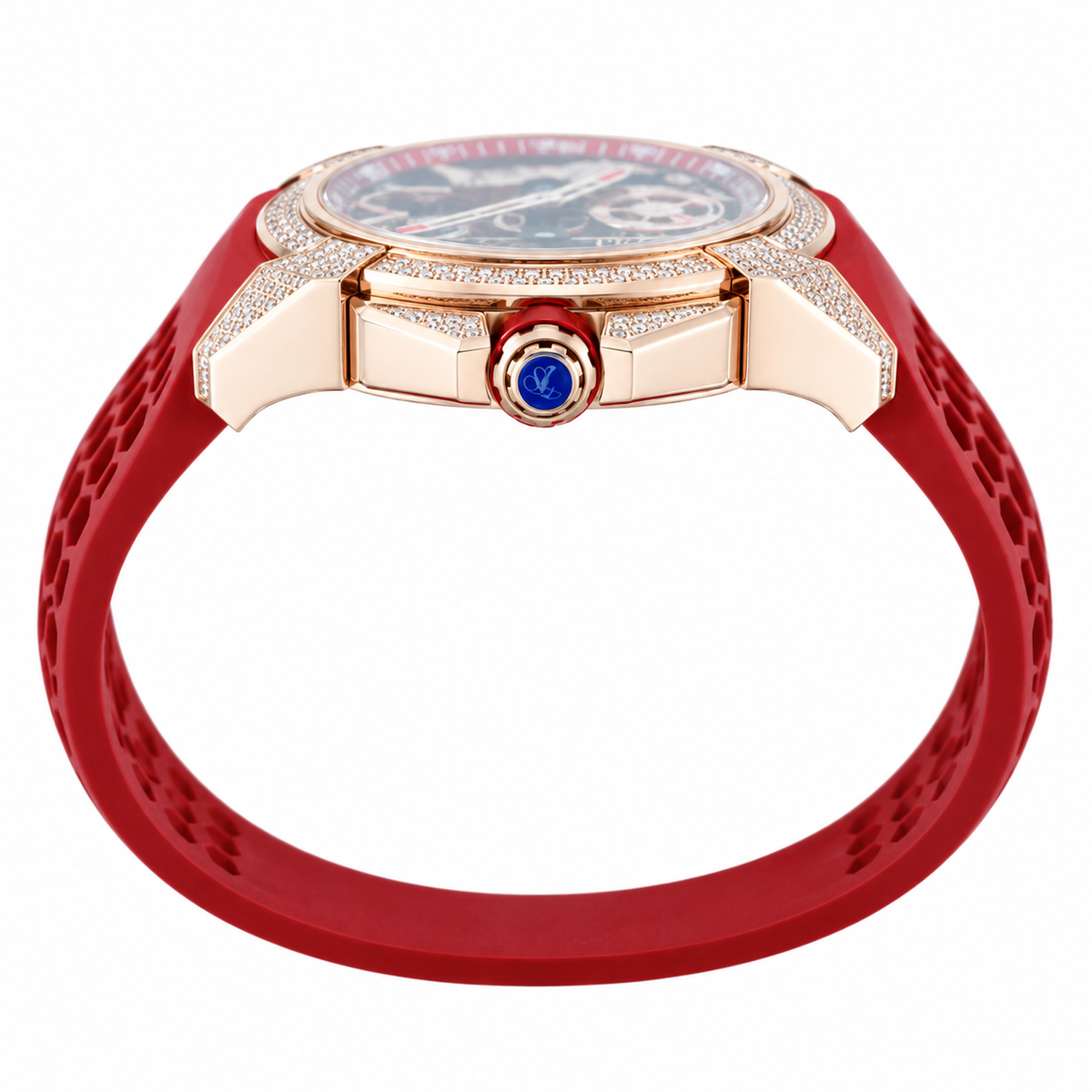 Jacob & Co. Epic X CR7 Rose Gold Diamond Tourbillon Skeleton Red Rubber Watch