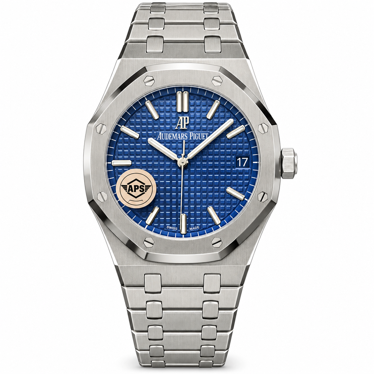 Audemars Piguet Royal Oak Blue Grande Tapisserie Dial Stainless Steel Integrated Bracelet