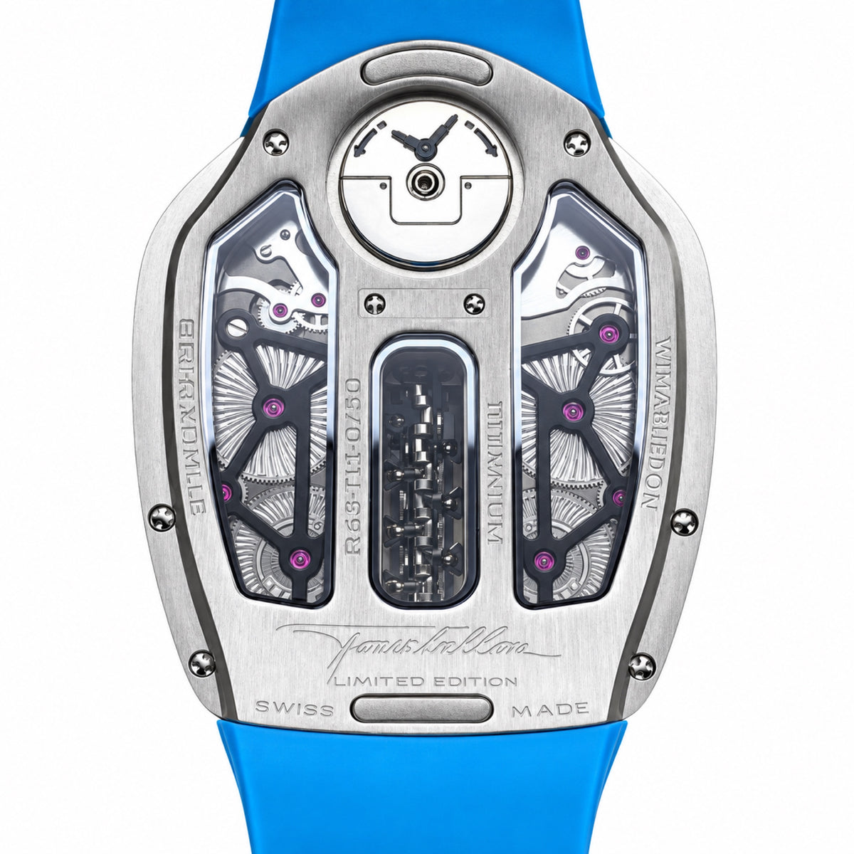 Jacob & Co. x Bugatti Chiron Tourbillon Dashboard Compass Engine Steel Blue Rubber Watch