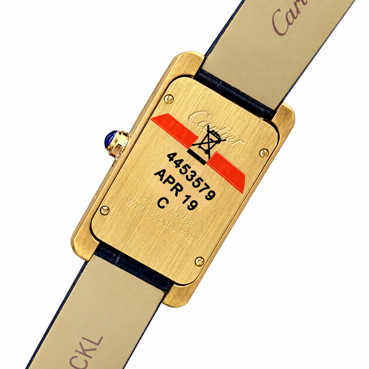 Cartier Tank Américaine — 18K Yellow Gold, Silver Dial & Navy Alligator Strap, Large