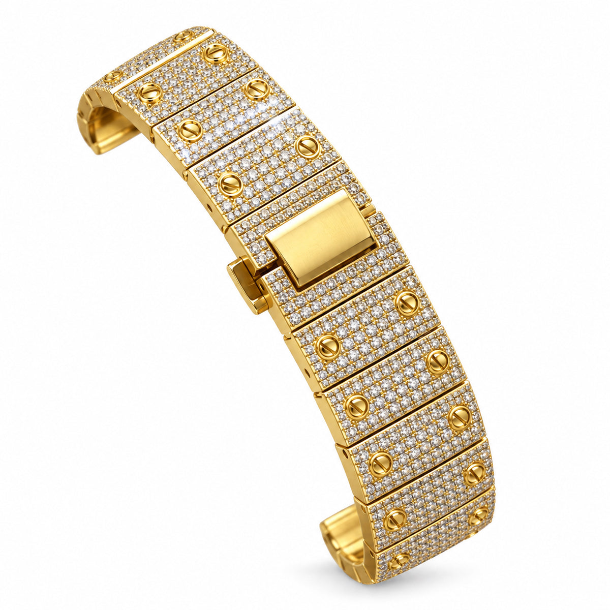 Cartier Santos Yellow Gold Full Diamond Skeleton Watch – KDY