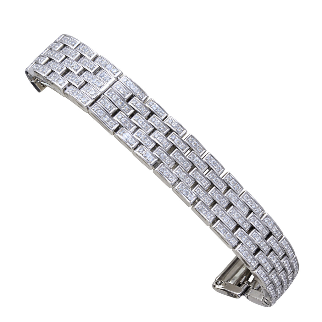 Cartier Panthère de Cartier Medium — Full Iced-Out Diamonds, White Dial, Roman Numerals & Diamond Bracelet, Women