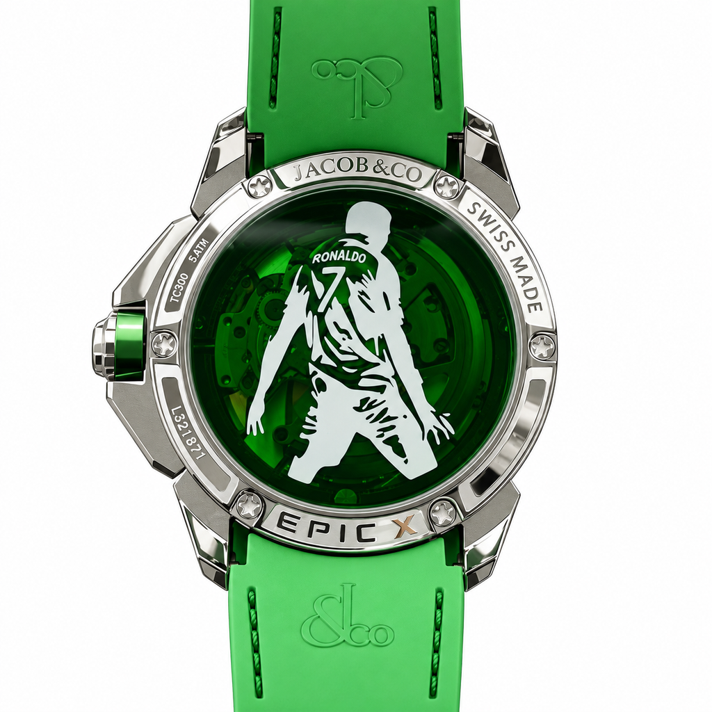 Jacob & Co. x CR7 Ronaldo Epic X Titanium Skeleton Tourbillon Green Black Fabric Watch