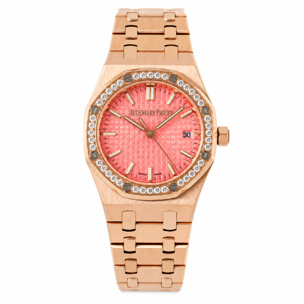 Audemars Piguet Royal Oak 37mm – Rose Gold Diamond Bezel Salmon Dial