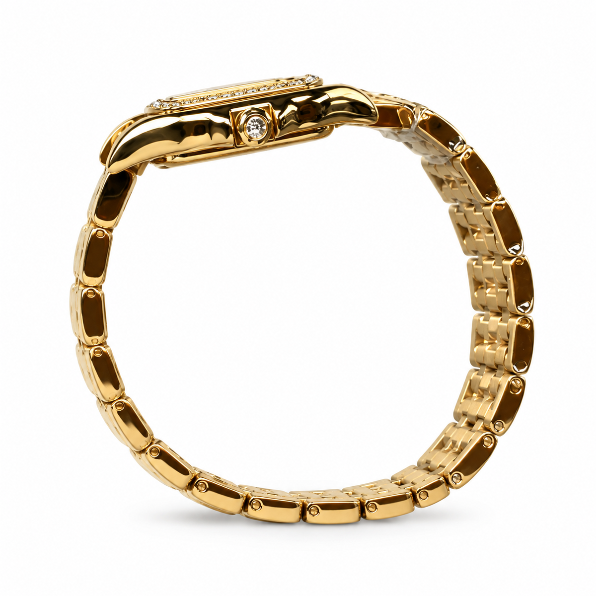 Cartier Panthère Medium Yellow Gold Diamond Bezel White Dial Watch – KDY