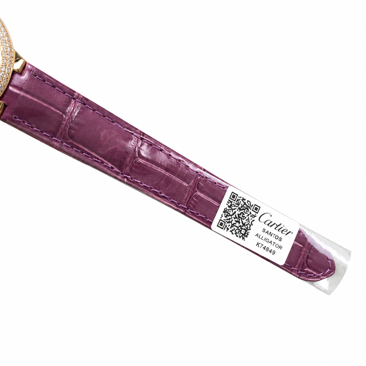 Cartier Ballon Bleu Automatic — 18K Yellow Gold, Diamond Bezel & Purple Alligator Strap