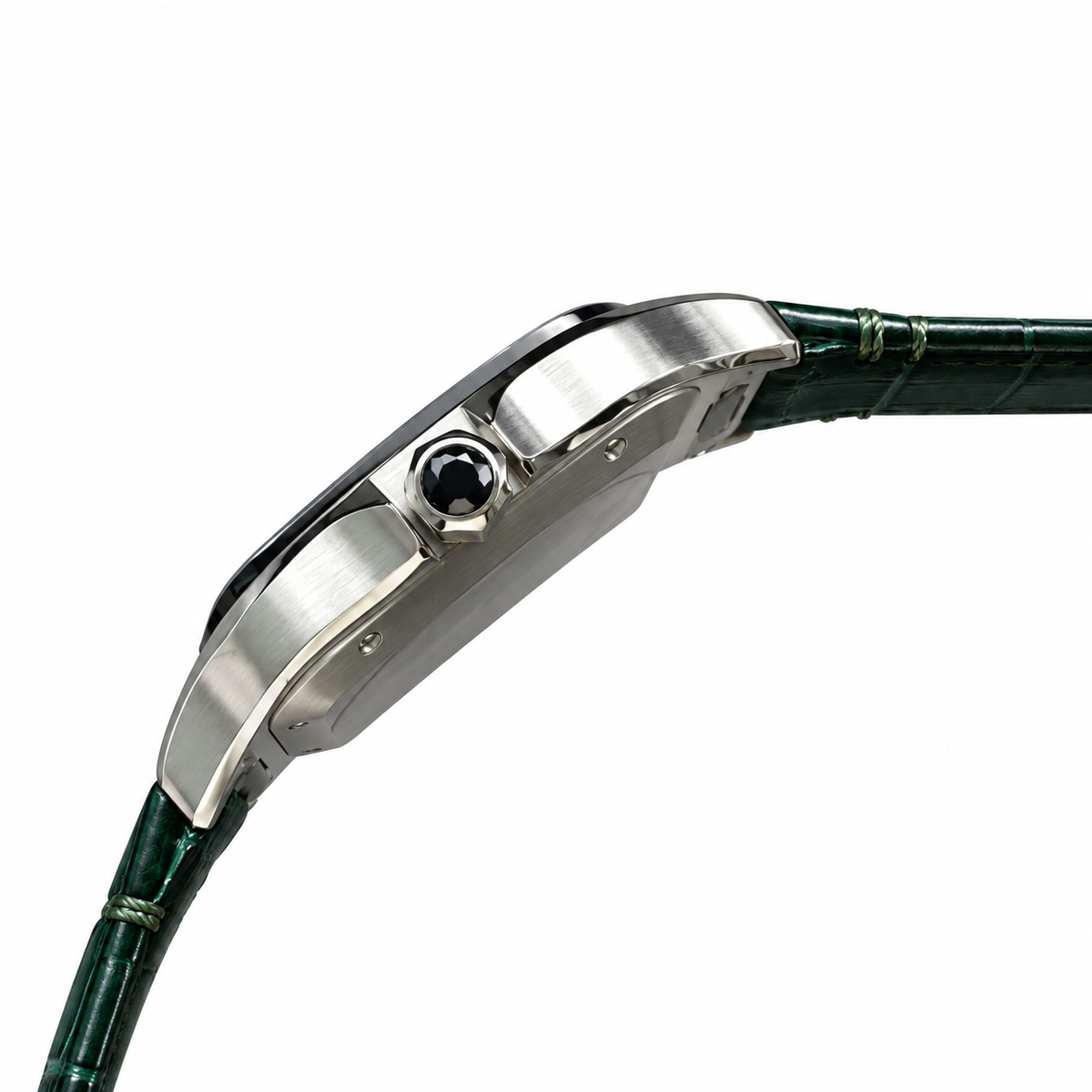 Cartier Santos Arabic Green Dial Steel Green Strap Watch – KDY