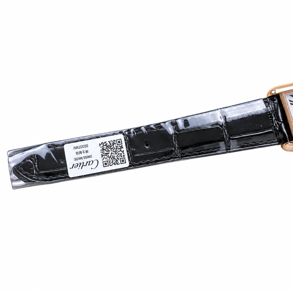 Cartier Tank Louis Cartier Small — 18K Rose Gold, White Dial, Roman Numerals & Black Alligator Strap, Women