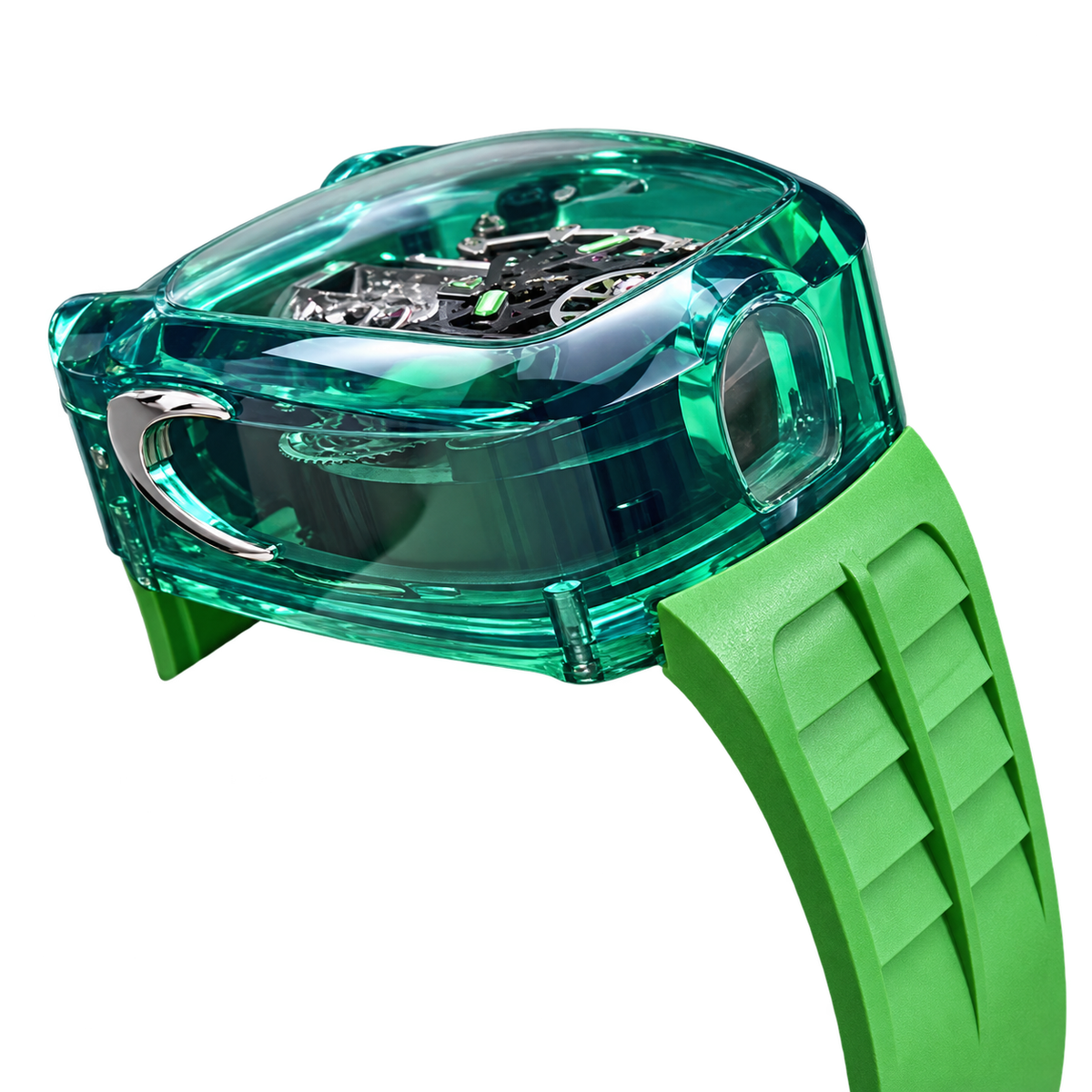 Jacob & Co. x Bugatti Chiron Full Green Sapphire Tourbillon Engine Green Rubber Watch