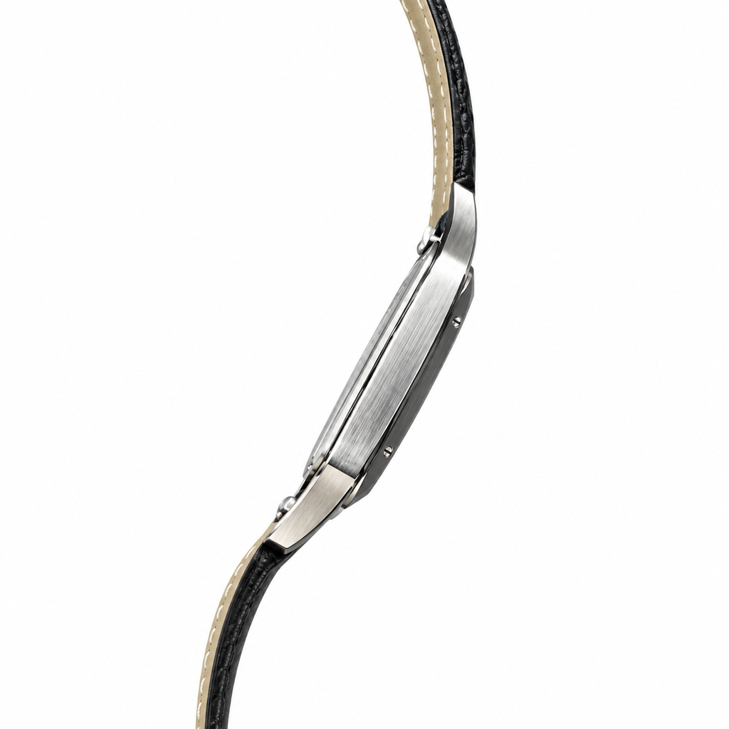 Cartier Santos-Dumont Steel White Dial Black Strap Watch – KDY