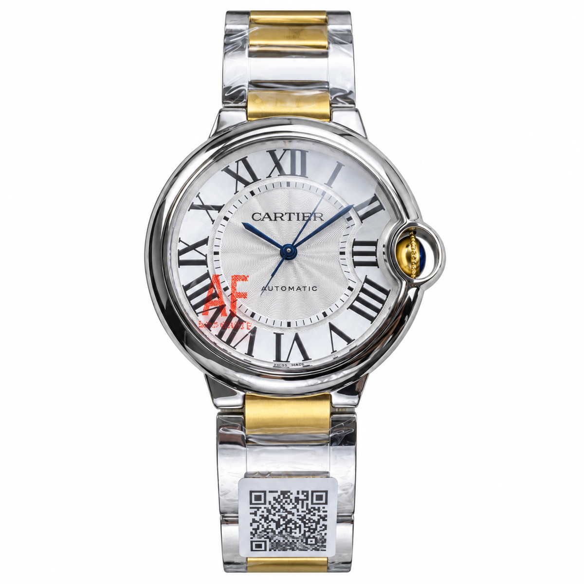 Cartier Ballon Bleu 42mm — Steel & Yellow Gold, Silver Dial, Roman Numerals & Two-Tone Bracelet, Automatic