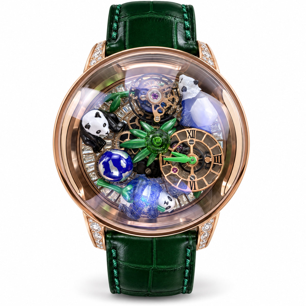 Jacob & Co. Astronomia Art Panda Rose Gold Diamond Jade Bamboo Tourbillon Green Watch