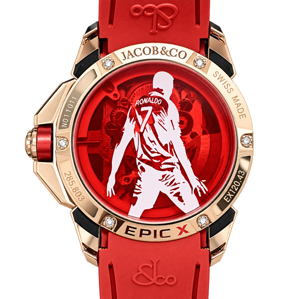 Jacob & Co. Epic X CR7 Rose Gold Red Sapphire Skeleton Ronaldo No.7 Watch