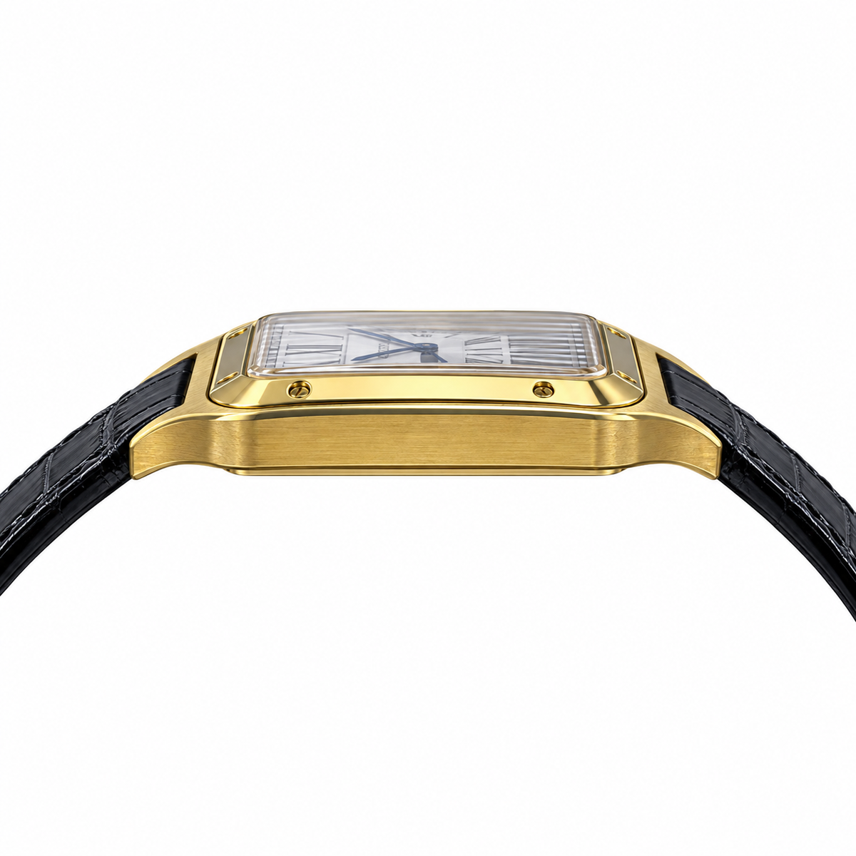 Cartier Santos-Dumont Yellow Gold Black Leather Watch