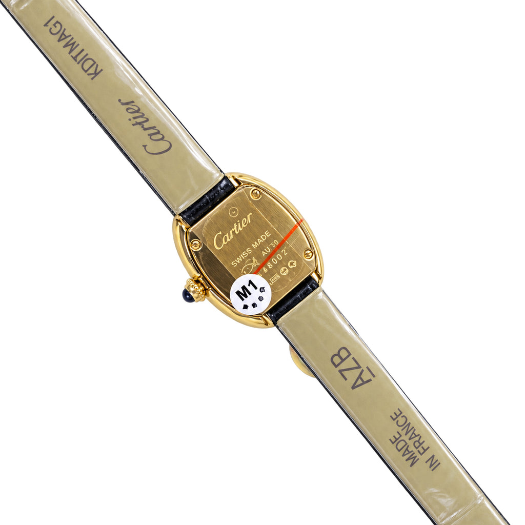 Cartier Baignoire 18K Yellow Gold Oval Luxury Watch Black Alligator Strap Swiss Made
