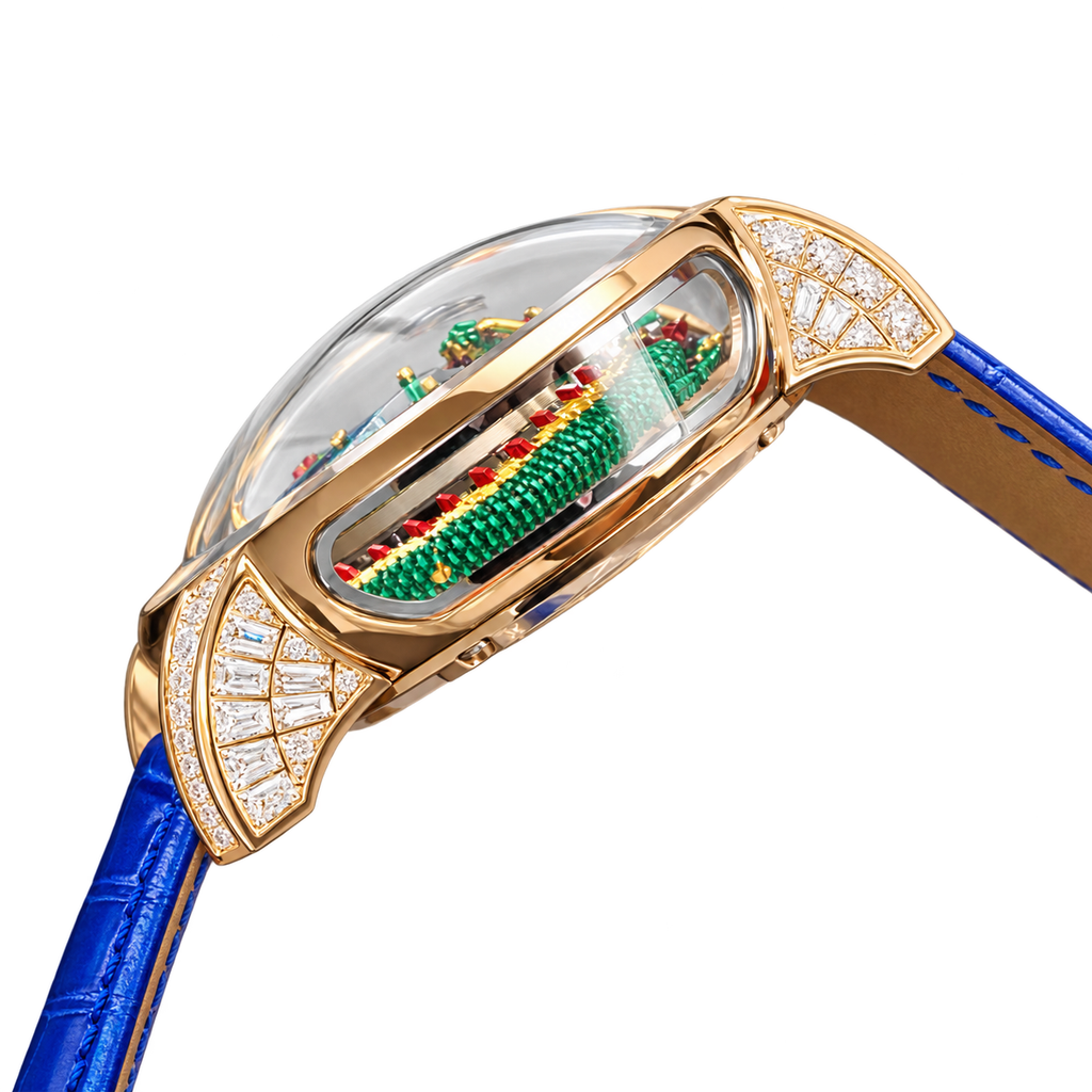 Jacob & Co. Astronomia Dragon Rose Gold Tourbillon Diamond Blue Leather Watch