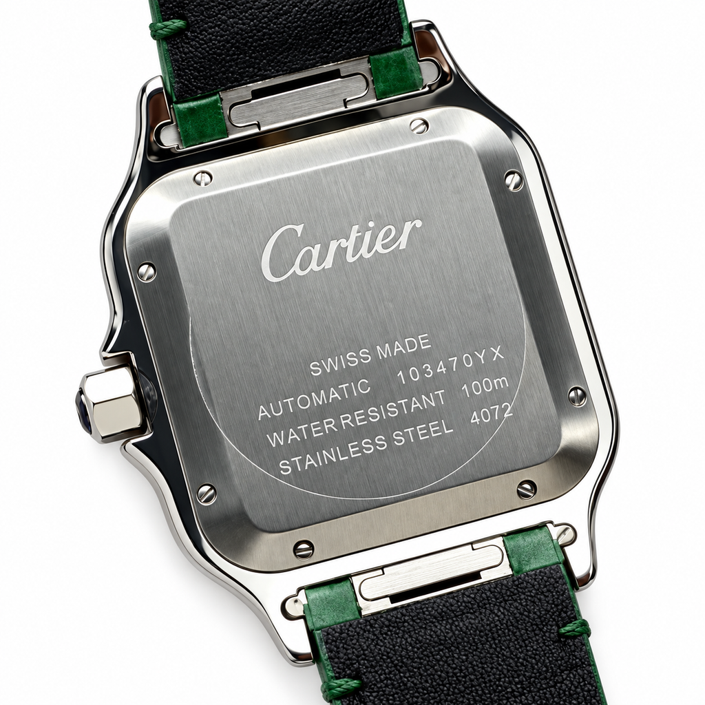 Cartier Santos Diamond Bezel Arabic Green Dial Watch – KDY
