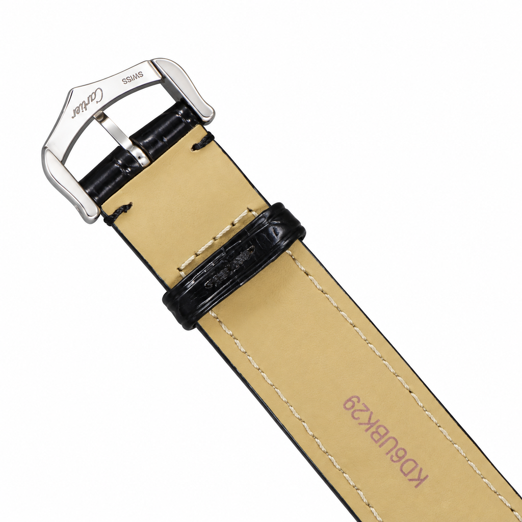 Cartier Santos-Dumont XL — Steel, Black Dial, Roman Numerals & Black Alligator Strap, Manual Wind