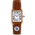Cartier Tank Must Large — 18K Rose Gold, White Dial, Roman Numerals & Brown Alligator Strap, Women