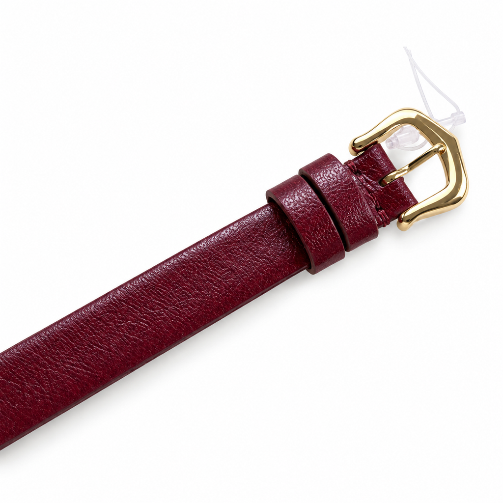 Cartier Baignoire — 18K Yellow Gold, Burgundy Lacquer Dial & Red Leather Strap