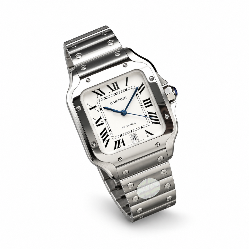 Cartier Santos de Cartier Large — Steel, White Dial, Roman Numerals, Date & Steel Bracelet, Automatic
