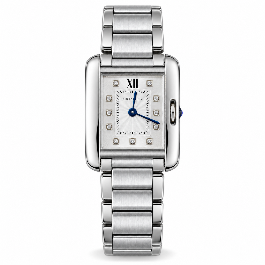 Cartier Tank Anglaise — Steel, Diamond Dial & Steel Bracelet