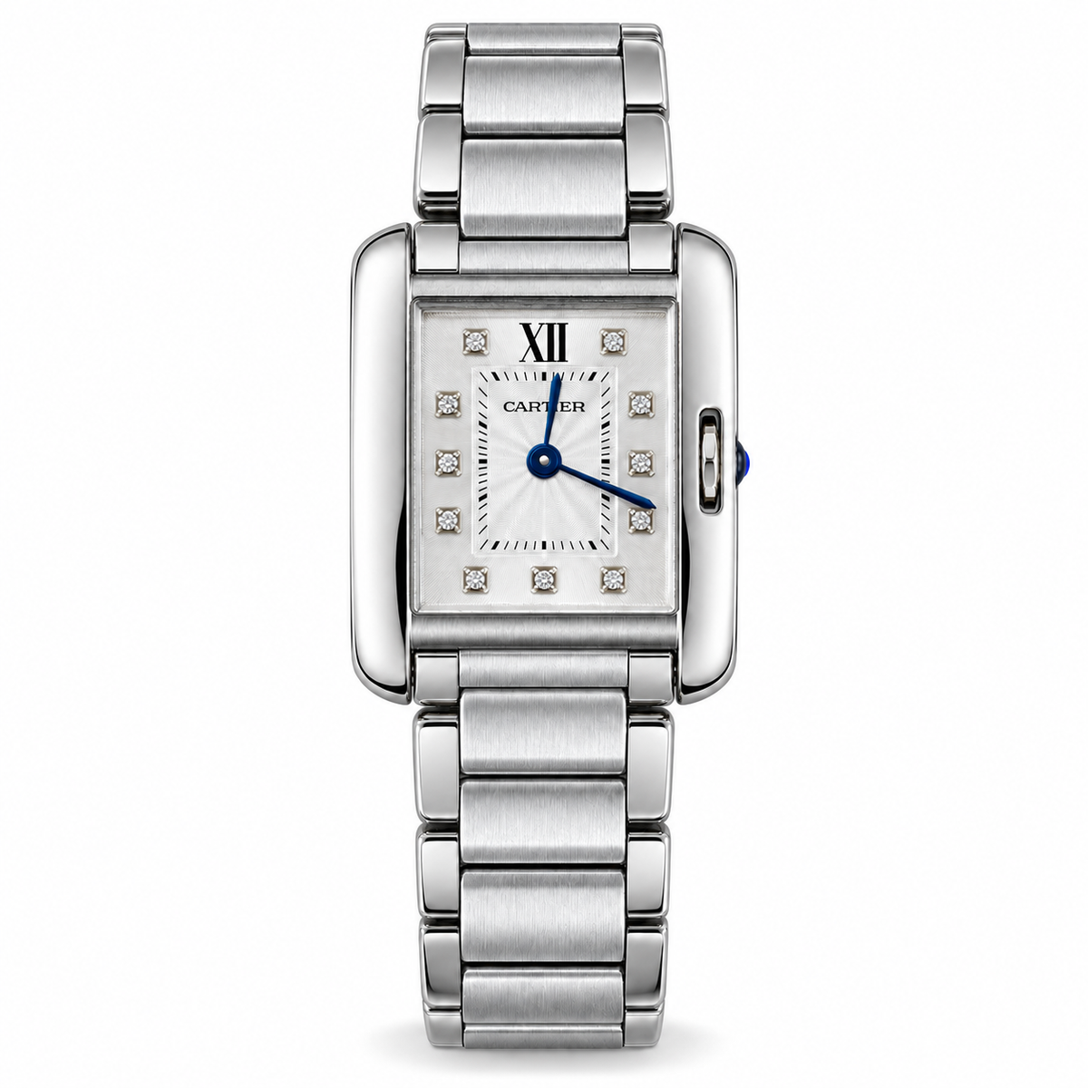 Cartier Tank Anglaise — Steel, Diamond Dial & Steel Bracelet