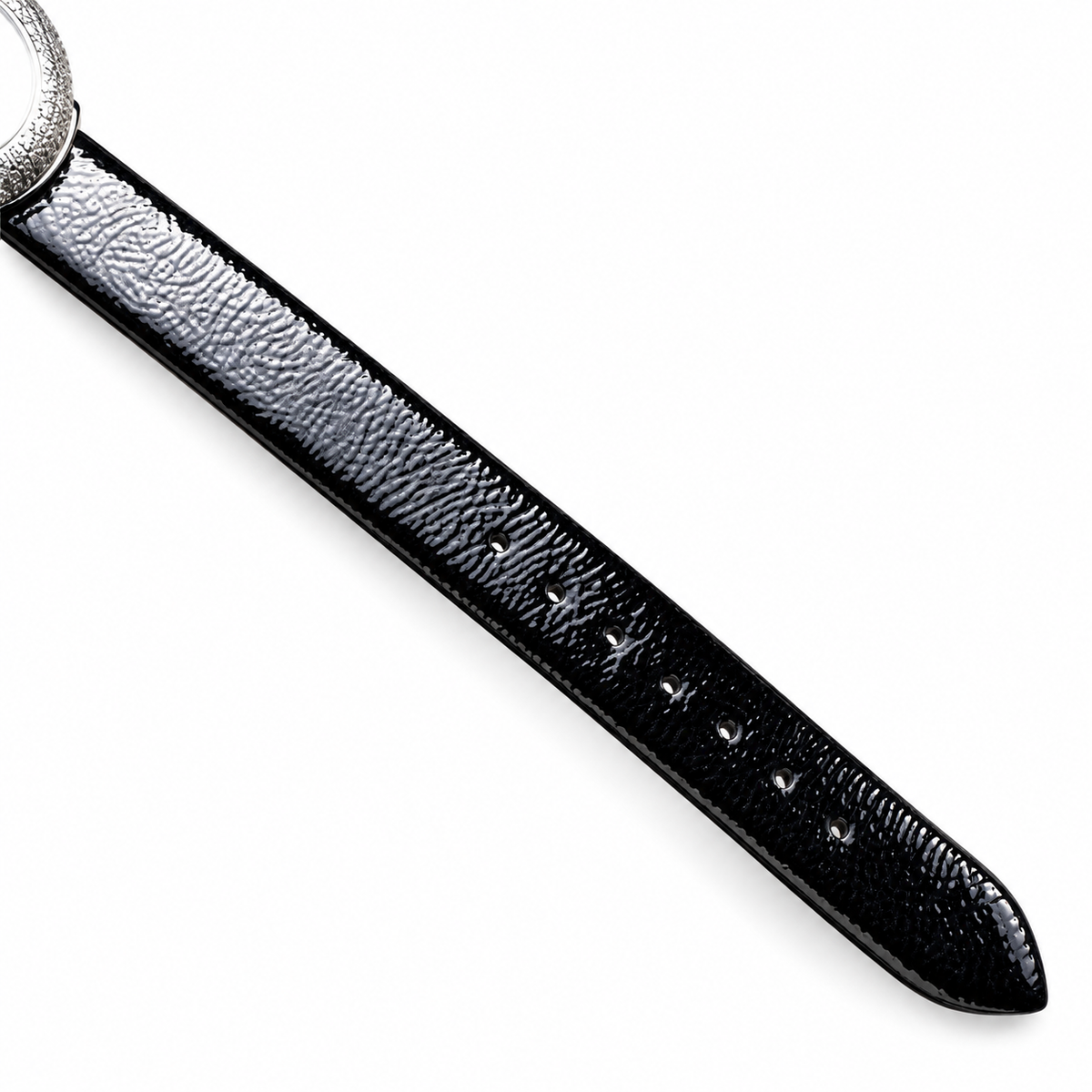Cartier Baignoire — 18K White Gold, Double Diamond Bezel & Black Leather Strap