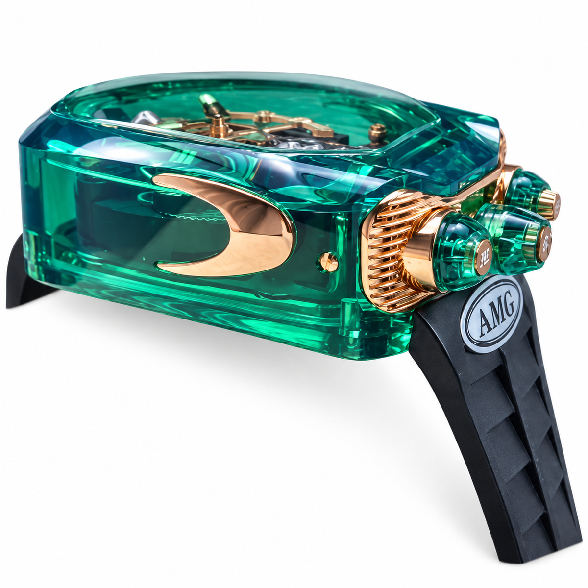 Jacob & Co. x Bugatti Twin Turbo Furious Green Sapphire Tourbillon Engine Rose Gold Watch