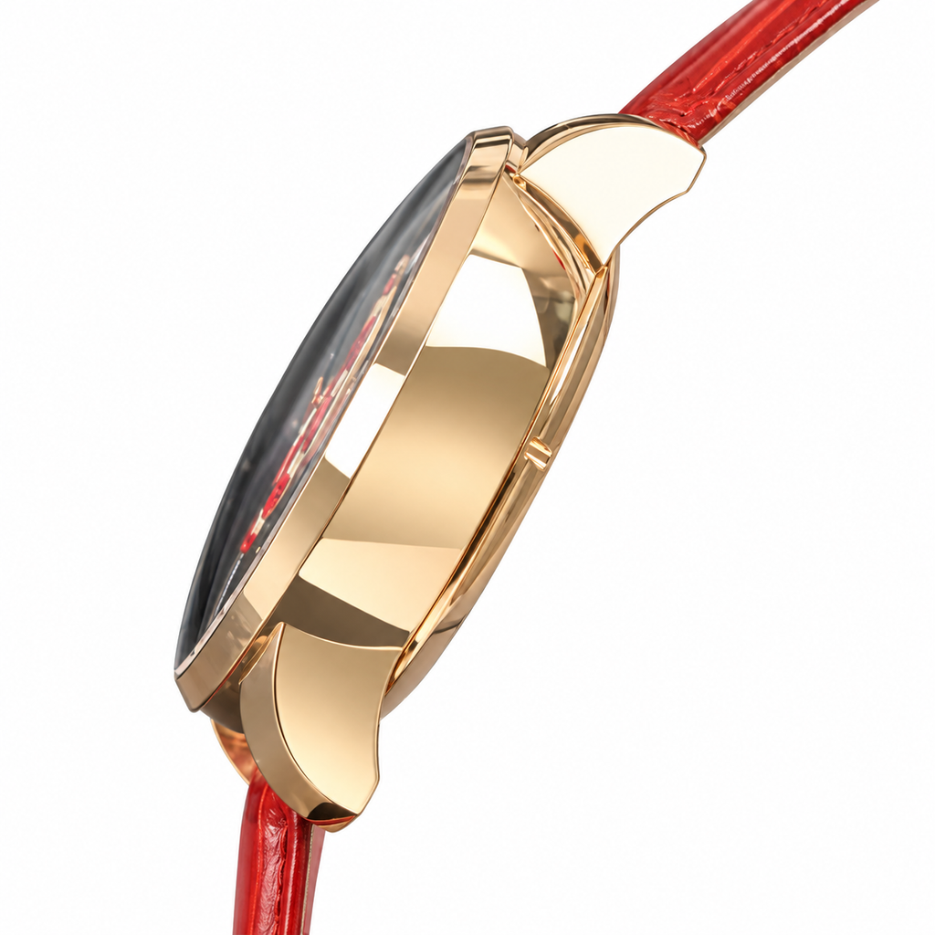Jacob & Co. Casino Rose Gold Red Ruby Roulette Red Leather Watch