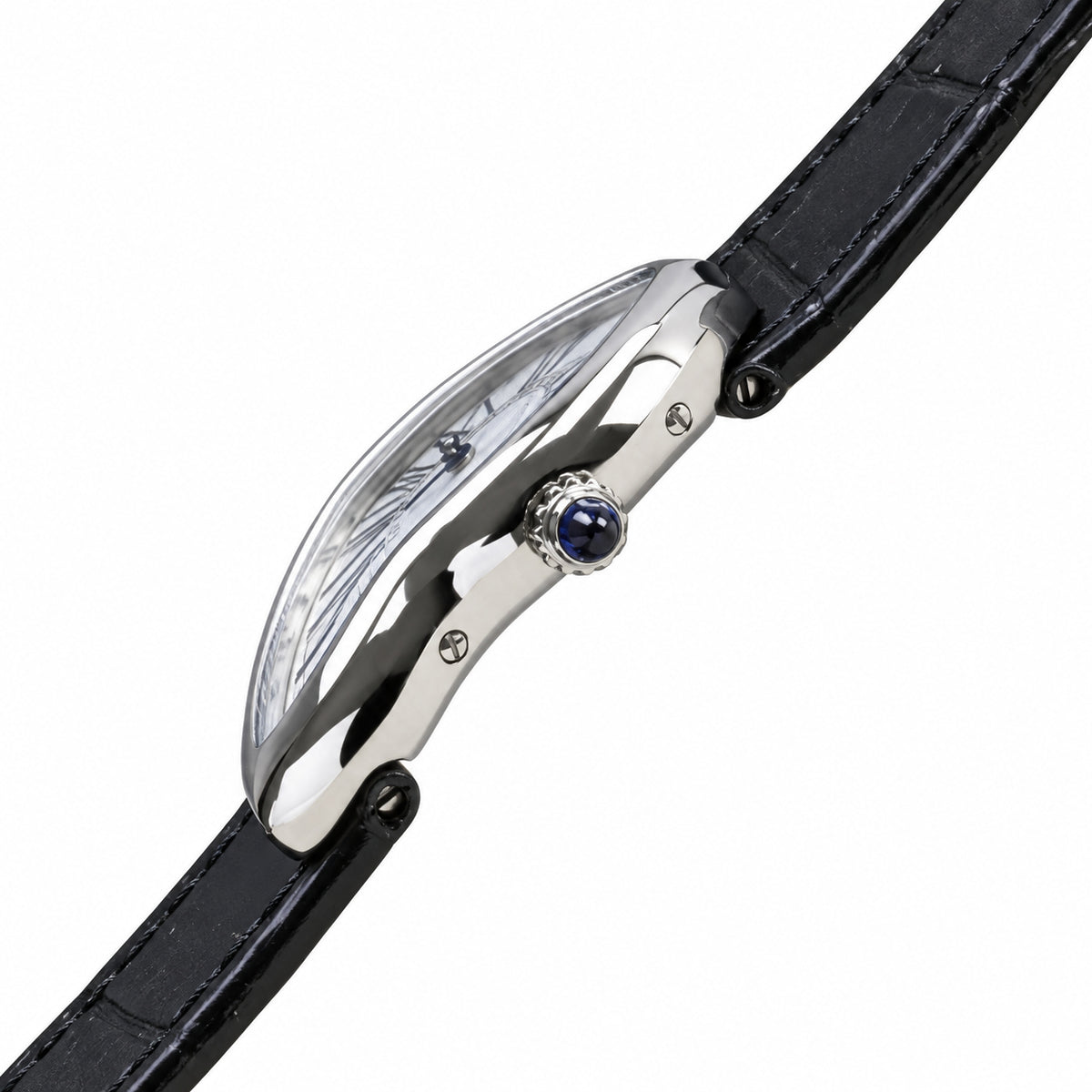 Cartier Crash White Gold Silver Dial Manual Black Strap Watch – KDY