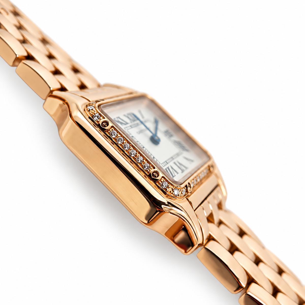 Cartier Panthère de Cartier Small — 18K Rose Gold, Diamond Bezel, Silver Dial & Rose Gold Bracelet, Women